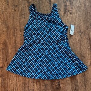 Lands' End Blue and Black Tie-Dye Tankini Top